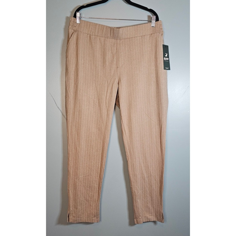 Glyder Women's HB On The‎ Go Ankle Pant Herringbone Mocha Size XL NWT